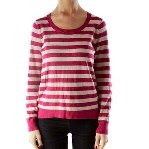 Banana Republic Red Brown Striped Knit Sweater